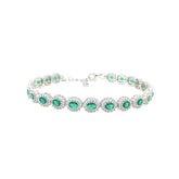Asfour Crystal Tennis Bracelet With Turquoise Pear & Emerald Zircon In 925 Sterling Silver
